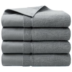 Bath Towel Set 27 x 54 inches 100% Cotton 600 GSM Towels Gray-4